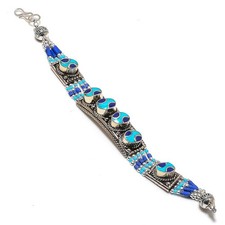 Türkis Lapislazuli Armband Handarbeit Boho Tibetisch Nepali Schmuck 7" NBB 3422