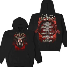 Slayer Farewell Tour 2025 Merch Baphomet Head Art With Tour Dates Hoodie