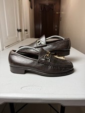 Gucci 1953 Horsebit Loafers Dark Brown Leather Size 10.5 - Gold Tone Buckle