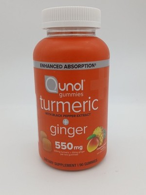 Qunol Turmeric and Ginger w/ Black Pepper - Pineapple/Mango Flavor - 90 Gummies 