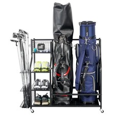 Golf Storage Garage Organizer, Golf Bag Storage Stand and 2 golf bag rack