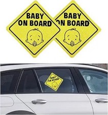 2-Pack Baby on Board Sticker Sign, 5x5 Inch Bright Yellow Safet Color: Style 1