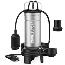 AQUASTRONG SWG075A 1 HP 115V Sewage Pump Stainless Steel, 5283 GPH