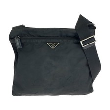 Prada Nylon Tessuto Triangle Logo Shoulder Bag Women Black One Size 761802