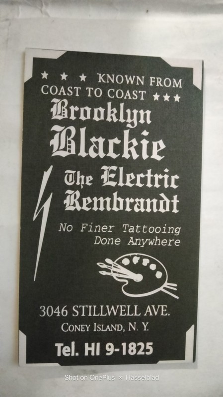 Brooklyn Blackie business tattoo business cards
