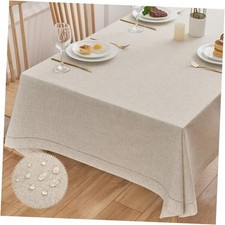 Natural Flax Linen Tablecloth Undyed 86" x 55" Rectangular Neutral