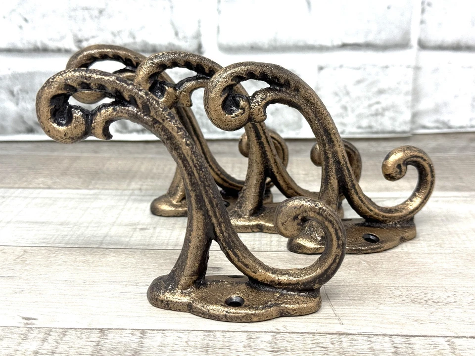 Juego de 4 ganchos de bolso de abrigo doble negro y dorado pintados a mano de alta resistencia Foto 2 de 4