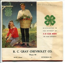 1950 4H 4-H Calendar, R.C. Gray Chevrolet, Pittsfield, Illinois