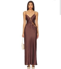 NWOT Lioness Brown Front Tie About A Girl In Maxi Dress Size XS