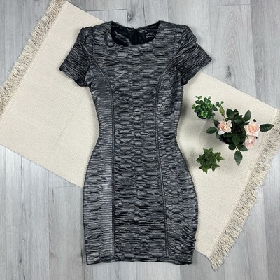 Rony Kobo Torn Mini Bodycon Dress Silver Metalic Party Dress Tagged Size S READ