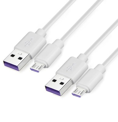 2 PCS USB To Micro USB Cable 6 Ft Android Charging Data Sync Cord White