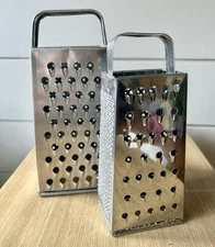 Vintage 2 Metal/Steel Box Type Cheese Grater/Vegetable Shredder 9.5" & 8"