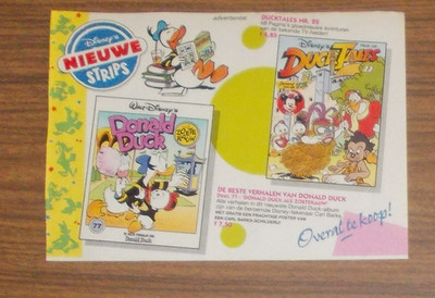 Seltene Werbung DUCKTALES Comics - Bekannt aus dem TV Niederlande #2 1993