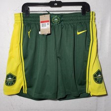 Seattle Storm Shorts Womens Large Green Yellow WNBA Basketball Nike Dri Fit