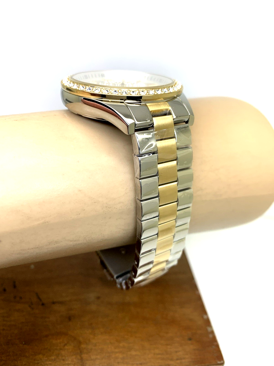 JBW Women's Watch J6303G Gemmed Quartz Silver Dial Two Tone