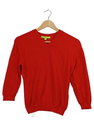 MANGO Pullover Damen Gr. 38 Rot Basic V-Ausschnitt Strick