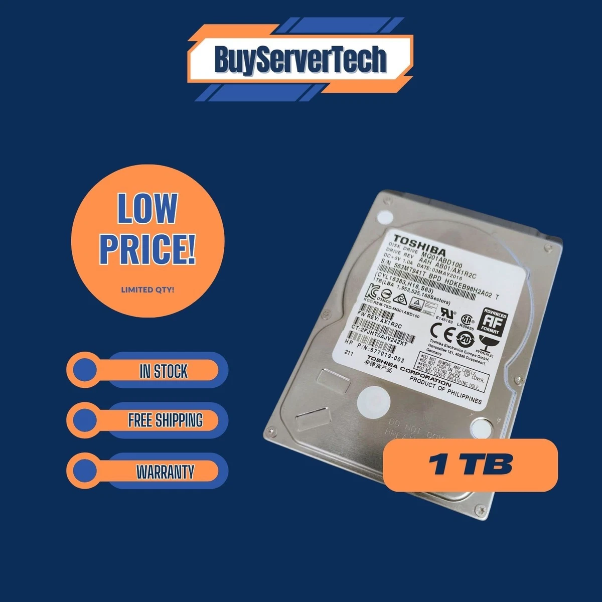 Toshiba Internal 1 TB 5400 RPM Rotation Speed Hard Disk Drives for