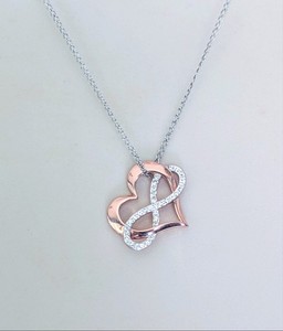 Authentic Sterling Silver Rose Gold Plated Infinity Heart CZ 925 Necklace 17"