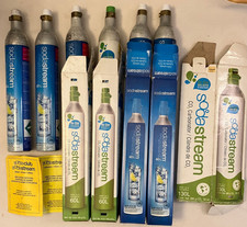 6 empty SodaStream 60L cylinders, 4 in box,screw thread connection,Plus 130L box