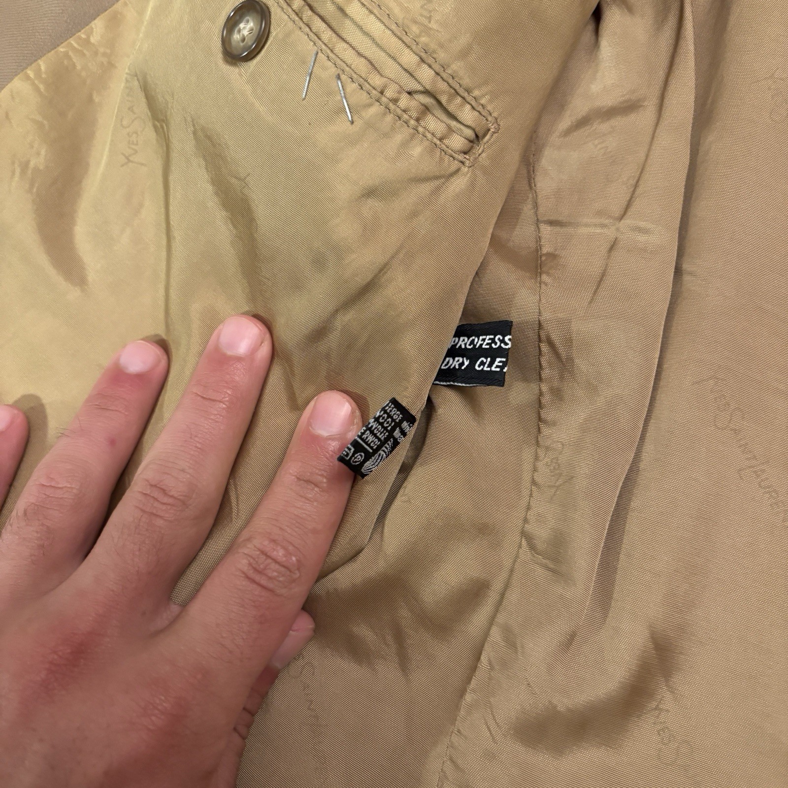 Giacca tuta vintage Yves Saint Laurent marrone 40R LEGGI YSL made in France petto 20”