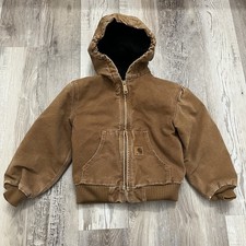 Carhartt Jacket Kids Small 6/7 Brown Full Zip Heavy Canvas