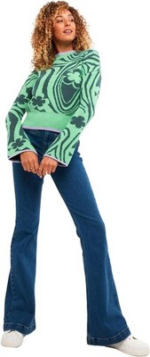 Joe Browns Damen Fun Retro Swirl lang ausgestellte Ärmel Cropped Pullover UK 10 neu mit Etikett