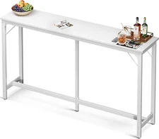 Bar Table Bar Height Pub Table CounterBar Rectangular High Top Kitchen 71" White