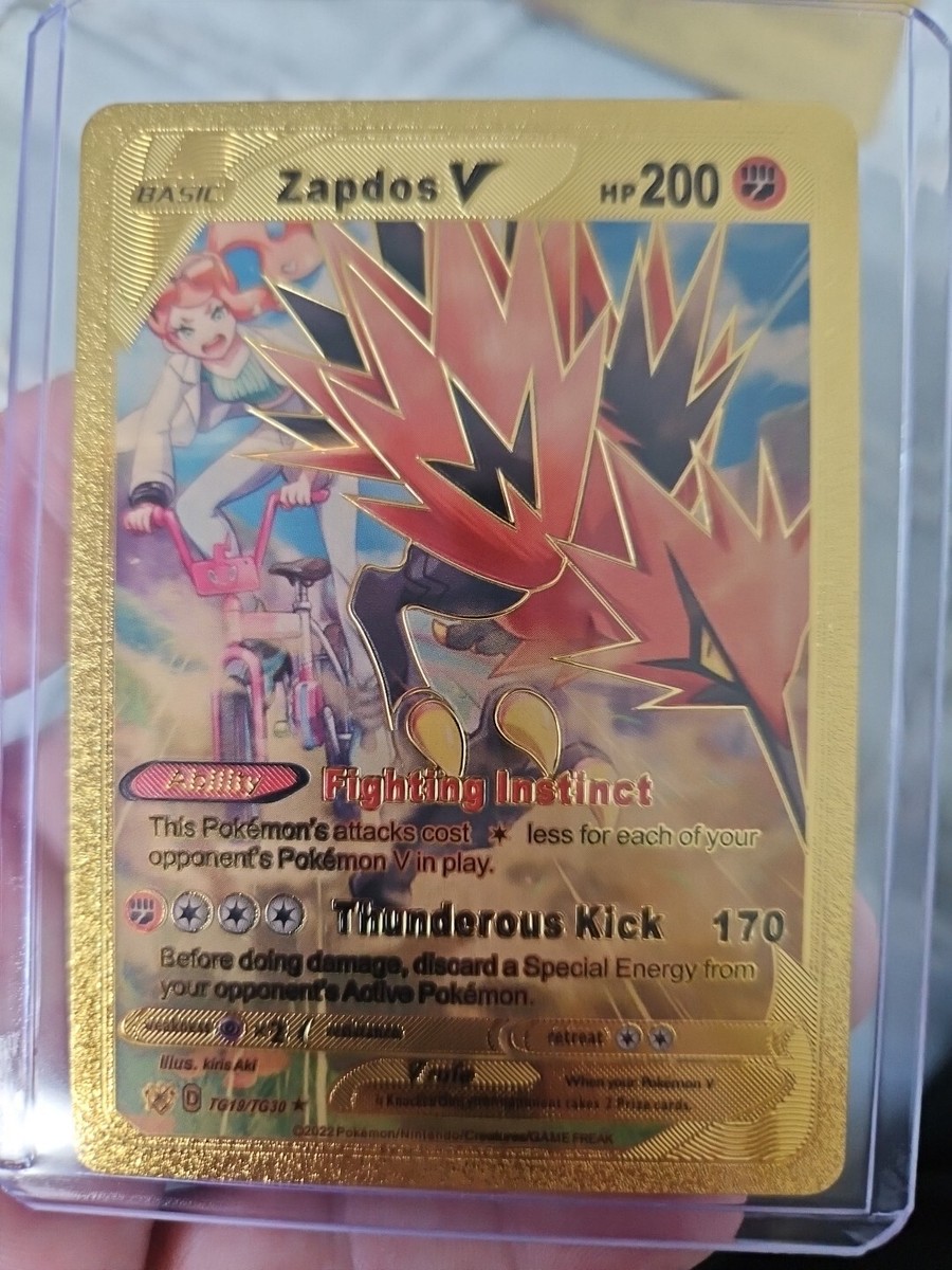Pokemon Zapdos V Gold Foil Fan Art Textured Collector Card