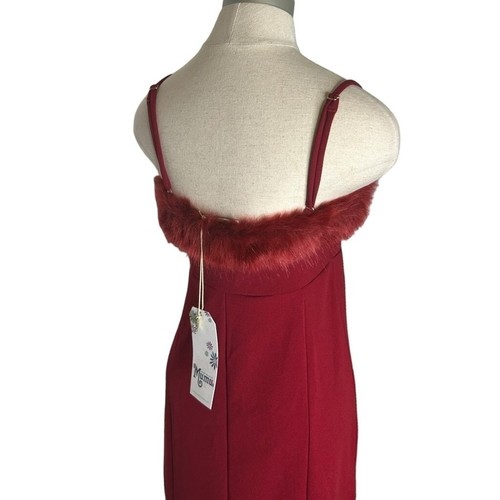 Show Me Your MuMu Red Valentine Kara Faux Fur Embellished Mini Cocktail Dress M - Picture 7 of 15