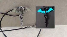 GLOW IN THE DARK Dragon Sword Wrap Wing Charm Pendant Necklace Serpent Fantasy