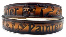 PAINTER POLE BRUSH TOOLS EMBOSSED LEATHER COWHIDE BELT SIZE 26-48 USA MADE