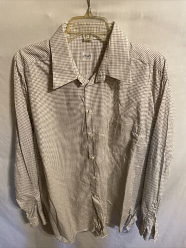 Armani Collezioni Mens Dress Shirt Size Large Beige Striped Business Formal City