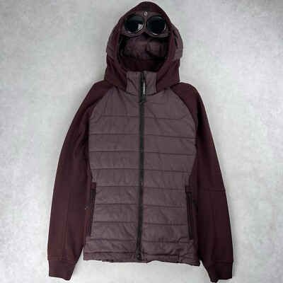 CP Company Mixed Soft Shell Goggle Puffer Jacket Red Coat Large