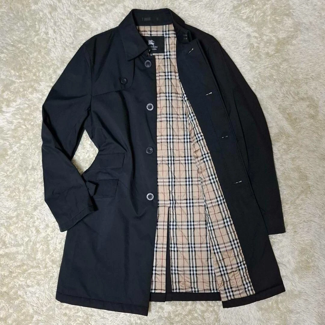 Burberry Black Label trench coat uomo nero poliestere taglia US S autentico