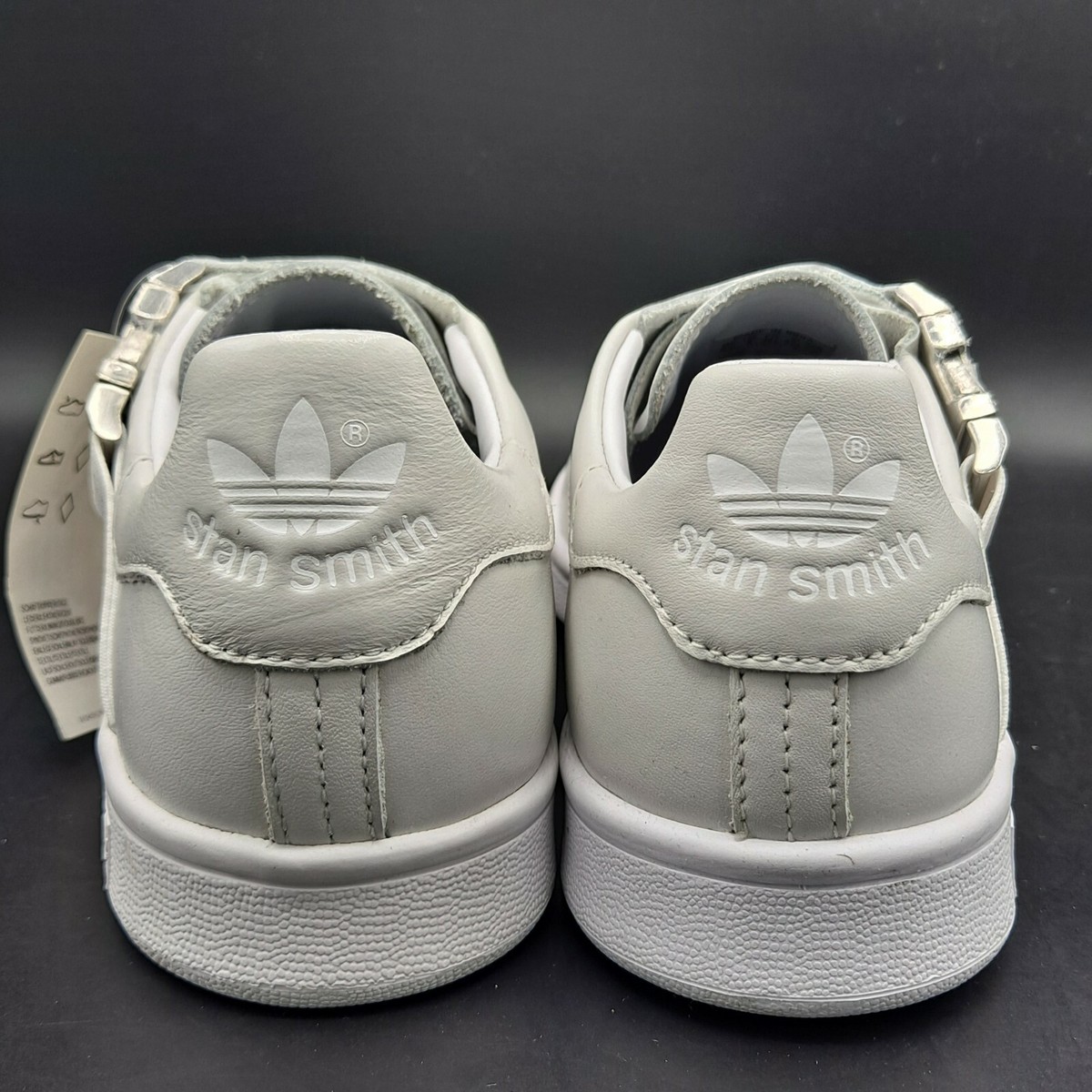 NEW RARE Womens Adidas White Stan Smith Buckle Sneaker Shoes