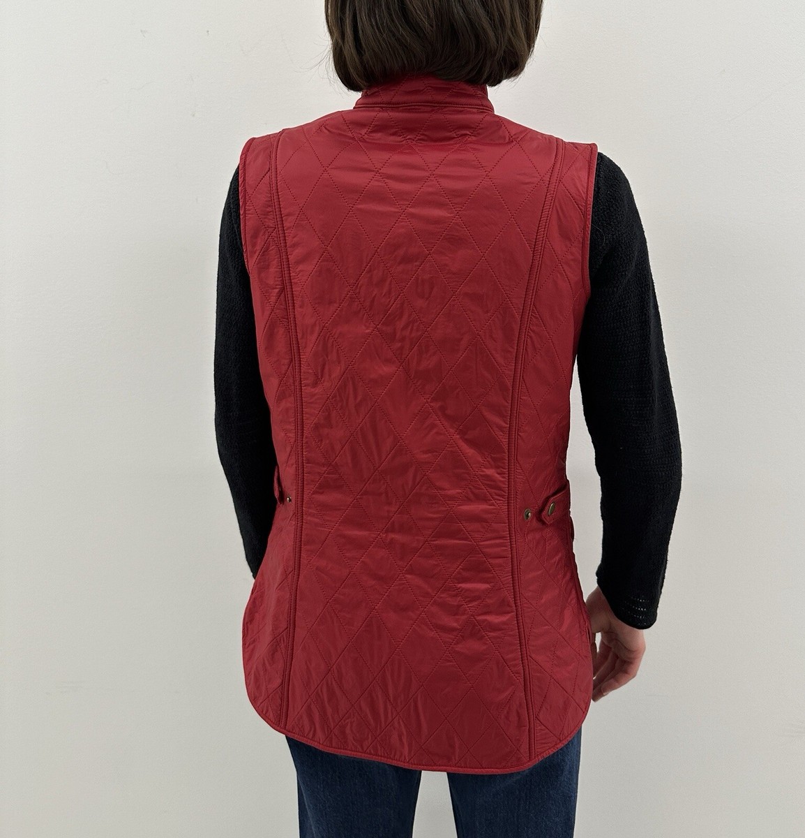 Barbour Wray Gilet Women's Red Quilted Vest Fleece Lined Full Zip