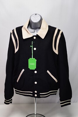 NWT Flaneur Teddy Blouson Varsity Jacket Black Large