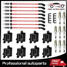 Square Ignition Coil & Spark Plug Wire For Chevy GMC 4.8L 5.3L 6.0L 8.1L Pack 8