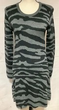 JOHN + JENN Sz S dark gray & black zebra print soft sweater dress
