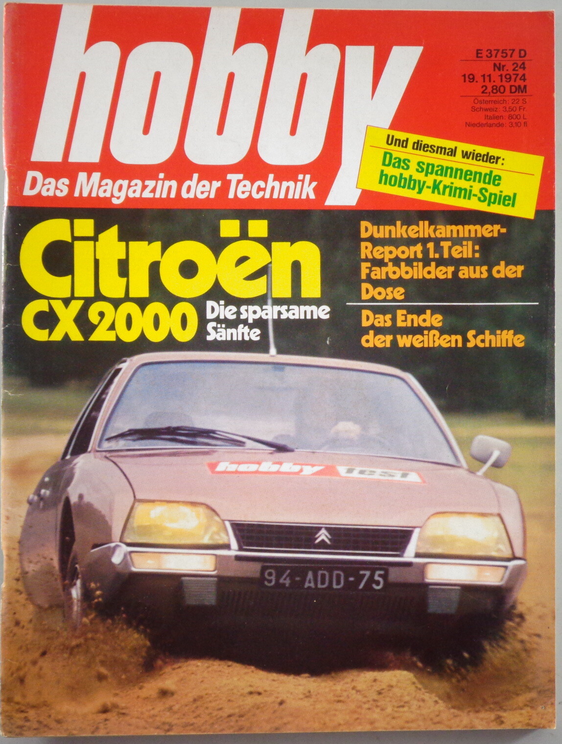 Hobby Magazine Issue No. 24 1974 with Citroen CX 2000