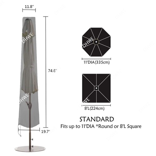 Large Heavy Duty Garden Parasol Cover Patio Umbrella Black Protection Waterproof - Picture 9 of 12