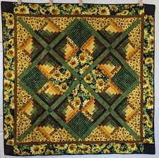 Handmade Sunflower Quilt Throw Pillowcases, Farmhouse Floral Wall Hanging