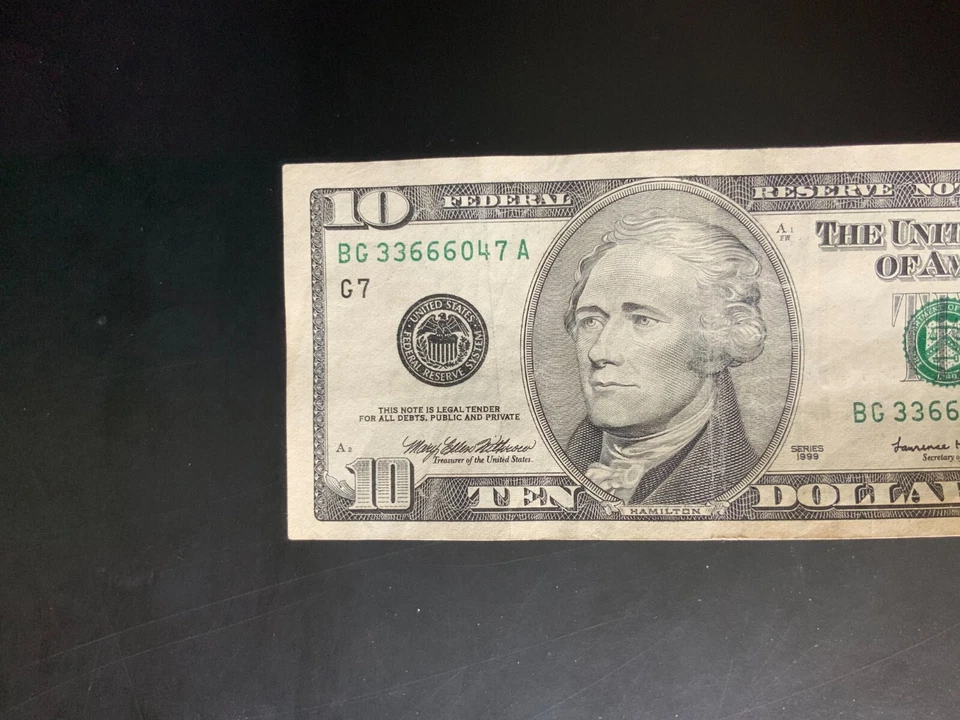 1999 $10 DOLLAR BILL BG33666047A - Image 4 of 4