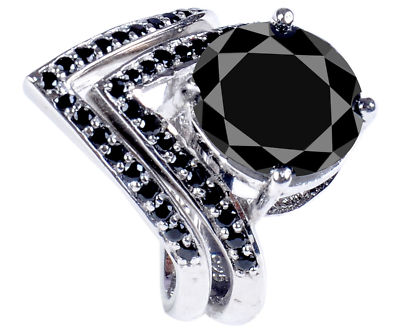 5,67 ct schwarzer Moissanit Diamant runder 925 Silber Braut Ring Größe 8