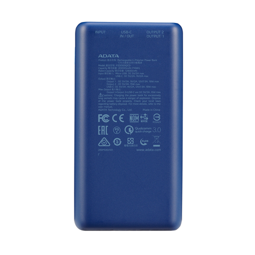 Universal Powerful 20,000mAh QC 3.0 USB 3.0 Portable Power Bank - Blue - Picture 4 of 5