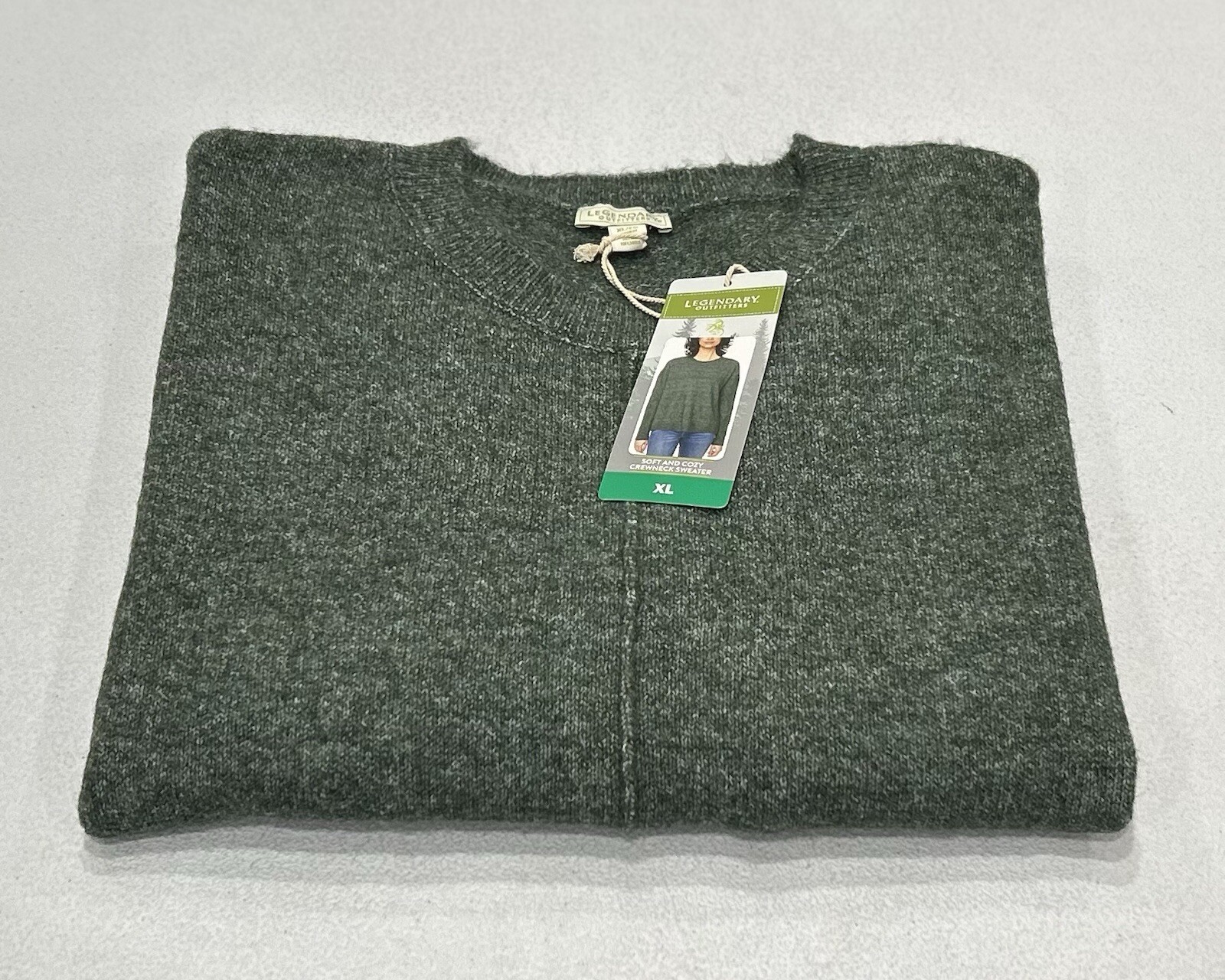 Legendary Outfitters Women's Soft and Cozy Crewneck Sweater, Heather Olive, XL