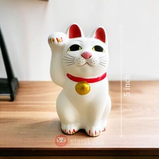 Lucky Cat Maneki Neko Gotokuji Temple Size 5, Tall 5 inch