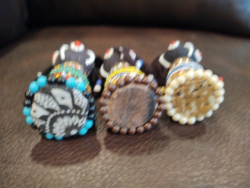 Three Matching Handmade Souvenir Bead Dolls - Picture 5 of 8