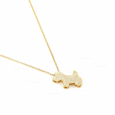 14K Gold Lab-Created Diamond Dog(Love My Pet) Pendant