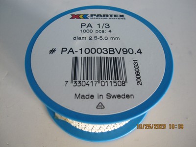 Partex Wire Marking Systems PA1/3 2.5-5.0mm wires Roll of 1000 markers Number 4
